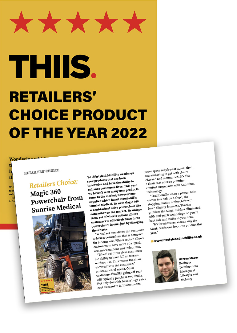 The magic 360 was named the UK Retailers’ Choice Product of The Year in the Dec 2022 edition of THIIS magazine.