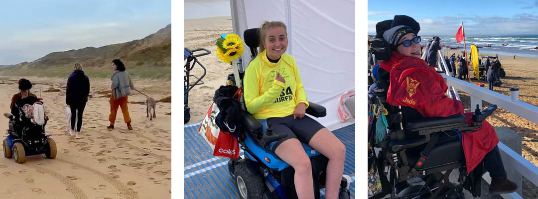 Jade enjoying a return to the beach on her new Magic Mobility XT4